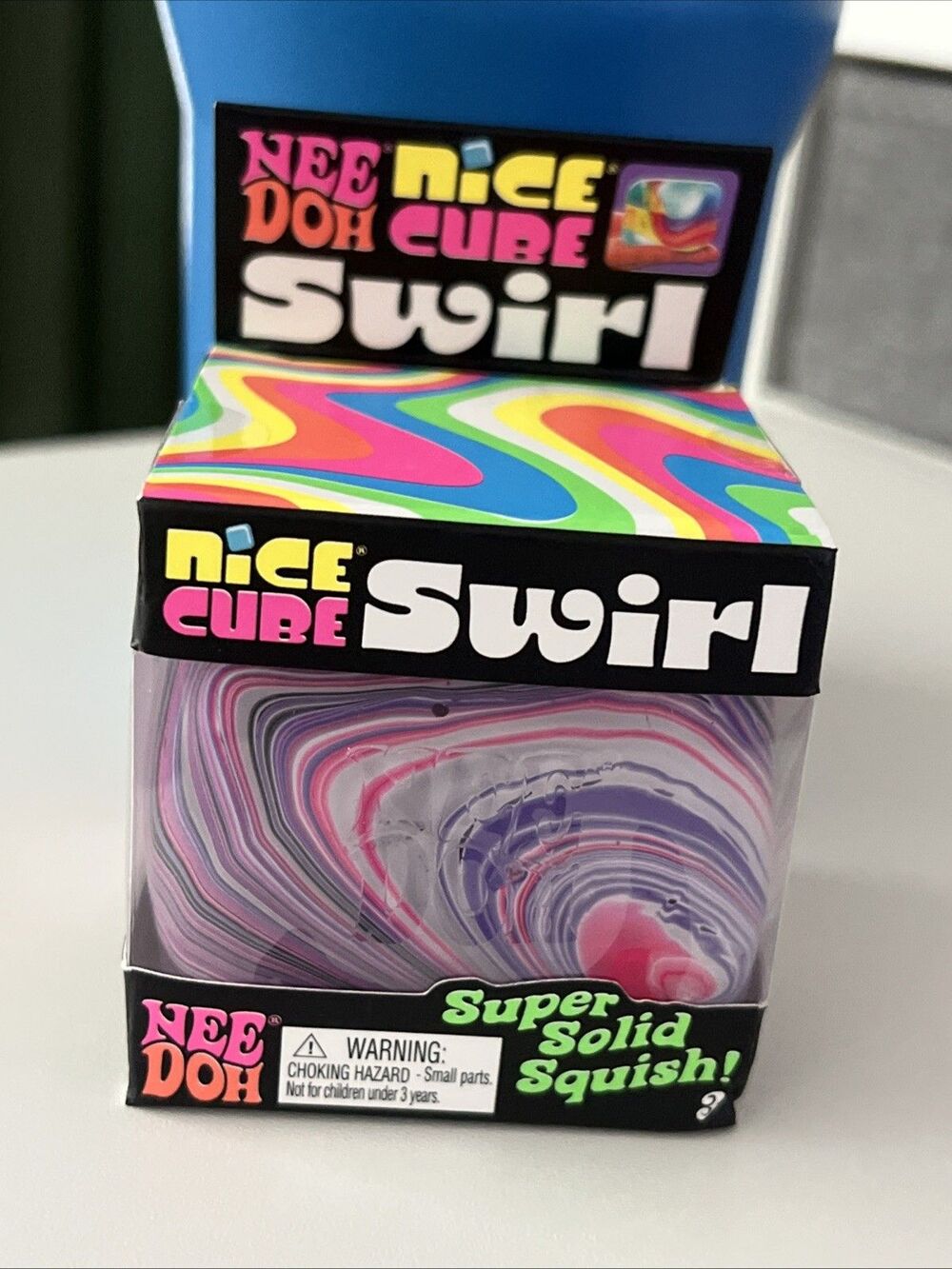 NeeDoh Nice Cube Swirl Super Solid Squish Multicolor Squeeze cube 3in